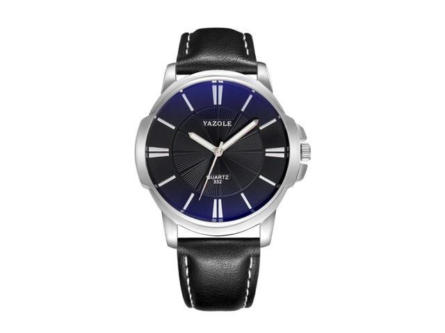 332 YAZOLE Men Fashion Business Leather Band Quartz Wrist Watch (Style 1)