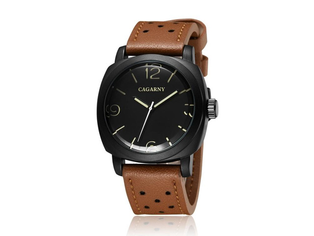CAGARNY 6833 Fashionable Quartz Three Needles Sport Wrist Watch with Leather Band for Men (Style 2)