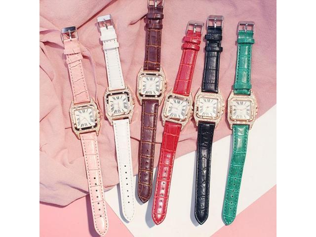 Women Tonneau Square Strap Quartz Watch, Color: White+Bracelet White+Bracelet