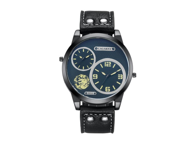 CAGARNY 6852 Fashion Waterproof Dual Quartz Movement Wrist Watch with Leather Band (Style 2)