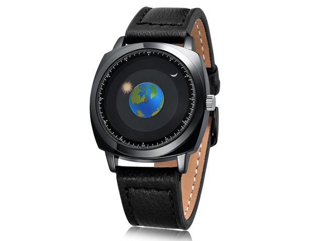 addies MY-1704 Earth Pattern Genuine Leather Strap Watch for Men, Not Support Life Waterproof