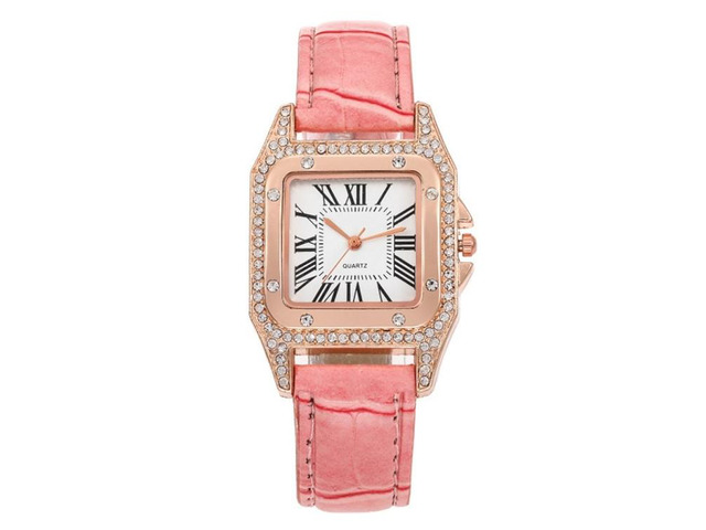 Women Tonneau Square Strap Quartz Watch, Color: Pink Pink