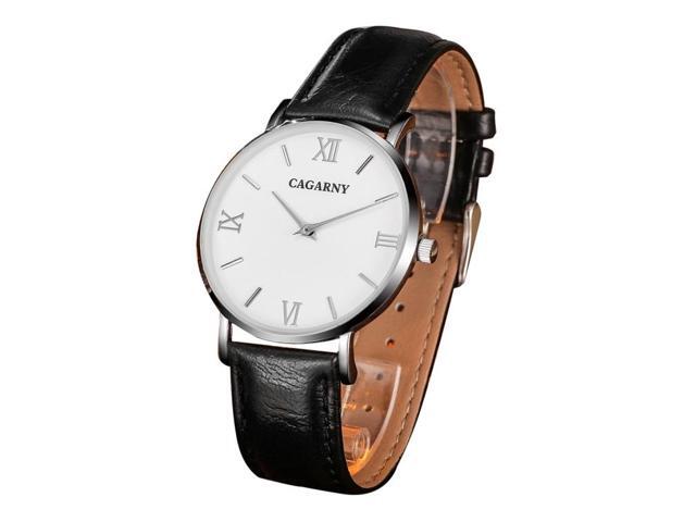 CAGARNY 6812 Concise Style Ultra Thin Quartz Wrist Watch with Leather Band for Women (Style 1)