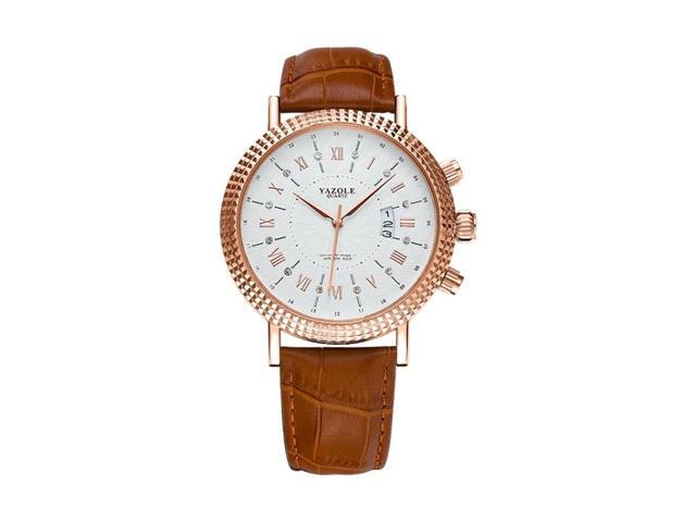 422 YAZOLE Men Fashion Business Leather Band Quartz Wrist Watch (Style 3)