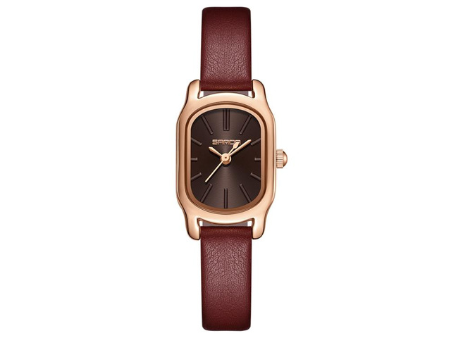 SANDA 1104 Mini Dial Waterproof Lady Quartz Watch, Style:Leather Band Leather Band (Maroon)