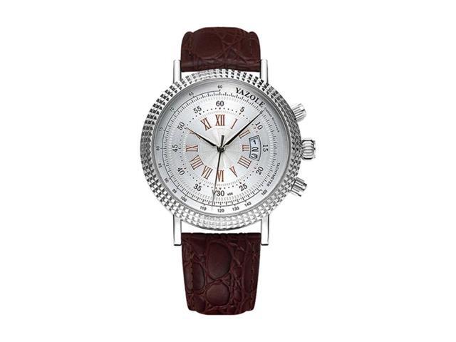406 YAZOLE Men Fashion Business Leather Band Quartz Wrist Watch (Style 2)