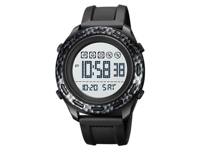 SKMEI 1872 Stainless Steel Buckle PU Strap Waterproof Electronic Watch, Dial:White (Carbon Brazing)