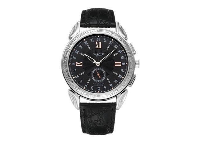 419 YAZOLE Men Fashion Business Leather Band Quartz Wrist Watch (Style 1)