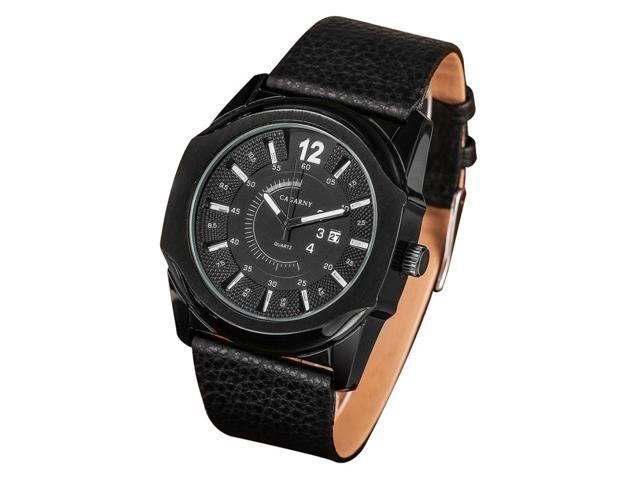 CAGARNY 6838(1) Fashionable Quartz Wrist Watch with Leather Band for Men(Black Window White Scale)