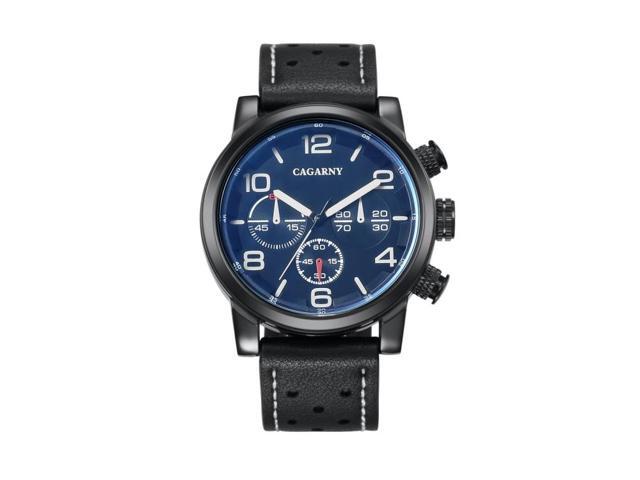 CAGARNY 6829 Life Waterproof Round Dial Alloy Case Fashion Men Quartz Watch with PU Leather Band (Style 1)