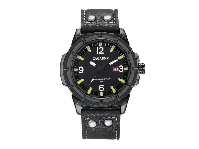 CAGARNY 6853 Fashion Waterproof Quartz Movement Wrist Watch with Leather Band (Style 2)