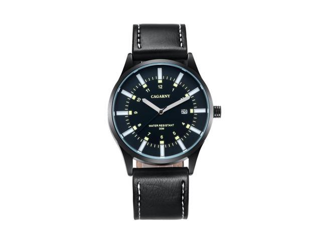 CAGARNY 6866 Fashion Dual Quartz Movement Wrist Watch with Genuine Leather Band (Style 2)