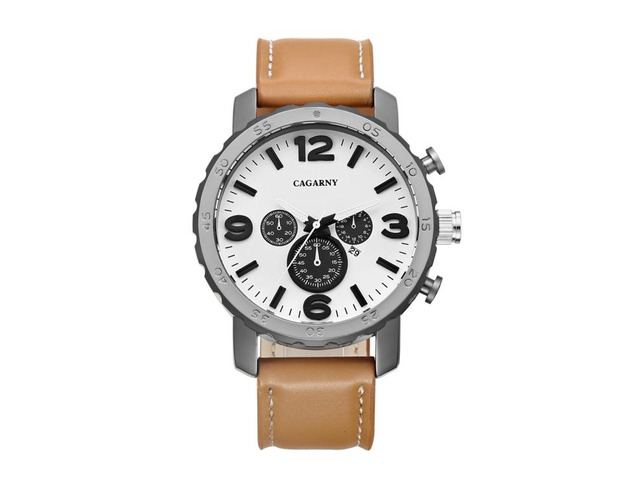 CAGARNY 6845 Fashion Dual Quartz Movement Wrist Watch with Leather Band (Style 3)