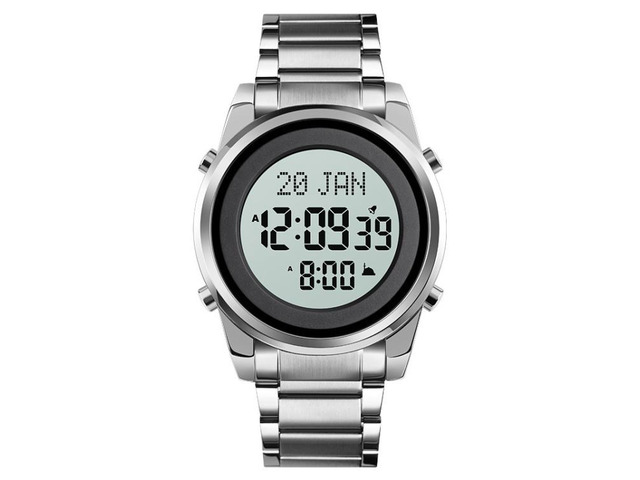 SKMEI 1734 Muslim Worship Multifunctional Reminder Prayer Direction Men Watch, Color: Silver Silver
