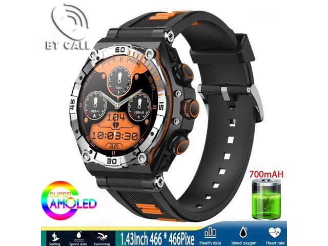 Smart Watch Men 1.43' 466*466 AMOLED HD Screen IP68 Waterproof 700mAh Battery Ultra Long Standby Bluetooth Call Smartwatch
