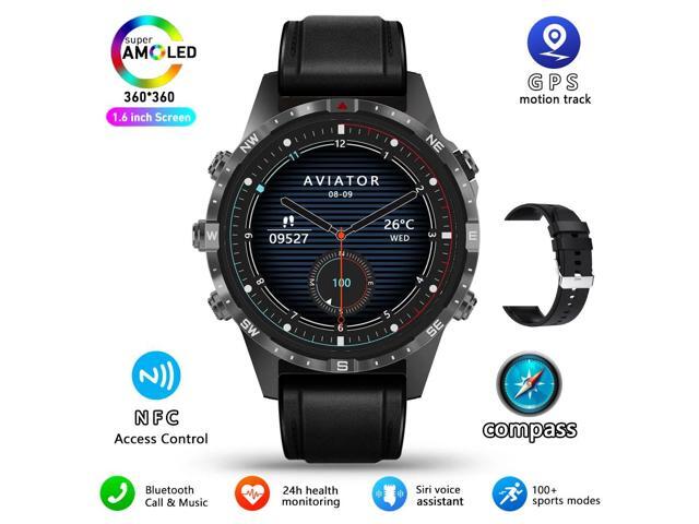 Business Smart Watch Men Compass 1.6'HD Screen Titanium case NFC Smartwatch Man Bluetooth Call 100+Sports Modes Rugged Watch+