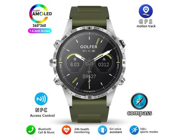Business Smart Watch Men Compass 1.6'HD Screen Titanium case NFC Smartwatch Man Bluetooth Call 100+Sports Modes Rugged Watch+