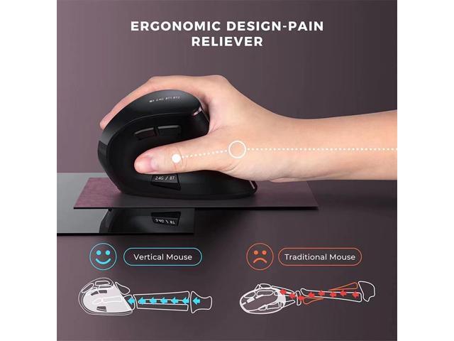 Bluetooth Vertical Mouse Wireless Usb2.4 Three-Mode Charging Human Notebook Desktop Computer Mouse Office Mute
