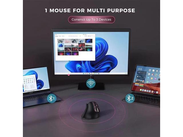 Bluetooth Vertical Mouse Wireless Usb2.4 Three-Mode Charging Human Notebook Desktop Computer Mouse Office Mute