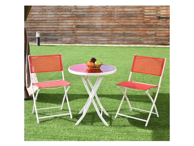 Photos - Other household accessories Costway 3 PCS Folding Bistro Table Chairs Set Garden Backyard Patio Furnit 