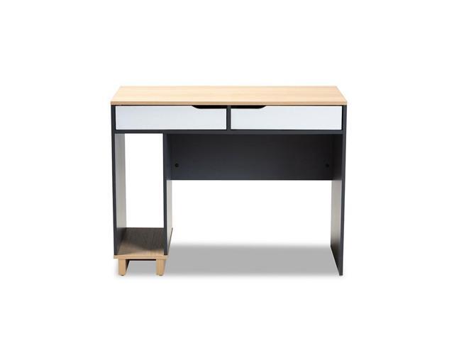 Baxton Studio Reed Mid-Century Modern 2-Drawer Multicolor Wood Computer Desk
