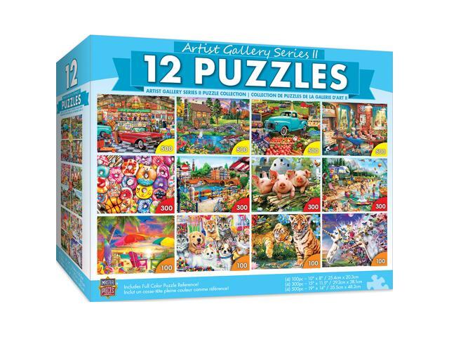 12 pack jigsaw puzzle for adult, family, or kids - artist gallery v2 12-pack bundle by masterpieces - family owned american puzzle company
