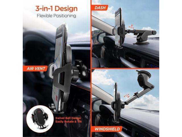 hypergear 3-in-1 universal phone mount kit [car air vent mount & telescopic suction mount for car dashboard & windshield] compatible with all cell...