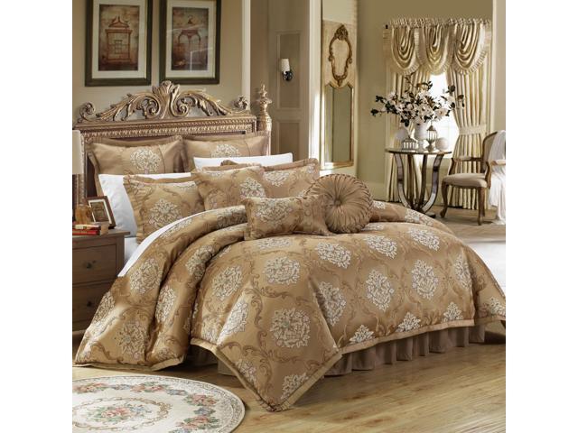 9 Piece Aubrey Decorator Upholstery Quality Jacquard Scroll Fabric Complete Master Bedroom Comforter Set and pillows