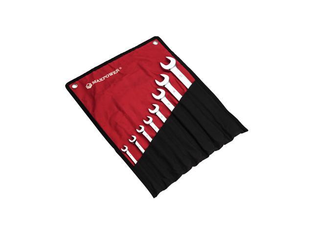 MAXPOWER 8-piece (8-22mm) Metric Combination Wrench Set - Pro Grade Chrome Vanadium Spanners with Roll-up Pouch