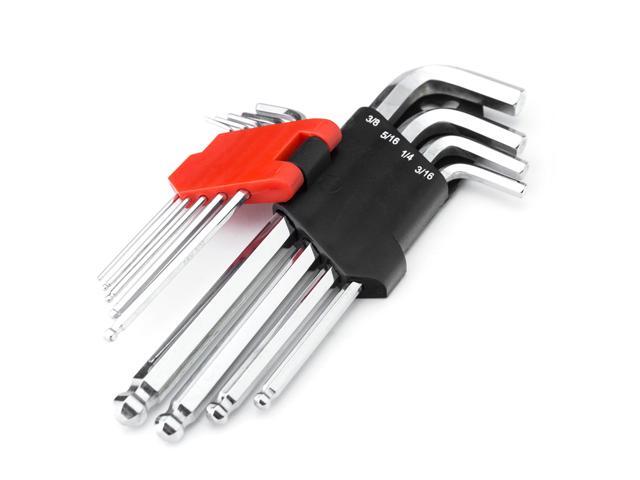 MAXPOWER 9-Piece Ball Hex Key Set - Pro Grade Large Allen Wrenches in Inches