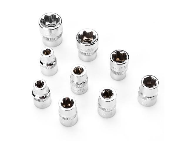 MAXPOWER 9-Piece 3/8-inch E-Torx Star Socket Set - E7, E8, E10, E11, E12, E14, E16, E18, E20
