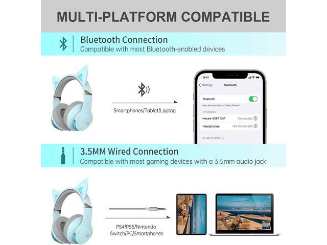 Edifier - G5BT CAT Wireless Gaming Headset w/ Magnetic Cat Ears, 36 Hour Battery Life for Xbox, Playstation, Nintendo, Mobile & PC - Sky Blue - image 3