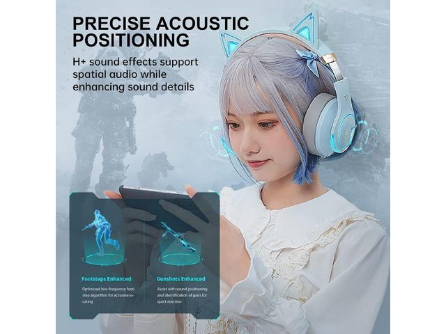 Edifier - G5BT CAT Wireless Gaming Headset w/ Magnetic Cat Ears, 36 Hour Battery Life for Xbox, Playstation, Nintendo, Mobile & PC - Sky Blue - image 4