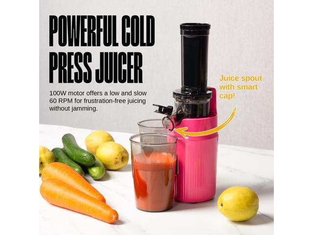 Ventray Essential Ginnie Juicer, Compact Small Cold Press Juicer, Masticating Slow Juicer with 60RPM Low Speed, Easy to Clean & Nutrient Dense,...