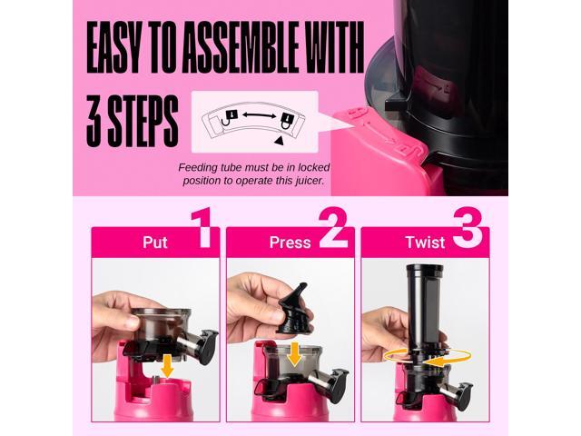 Ventray Essential Ginnie Juicer, Compact Small Cold Press Juicer, Masticating Slow Juicer with 60RPM Low Speed, Easy to Clean & Nutrient Dense,...