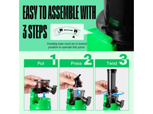 Ventray Essential Ginnie Juicer, Compact Small Cold Press Juicer, Masticating Slow Juicer with 60RPM Low Speed, Easy to Clean & Nutrient Dense,...