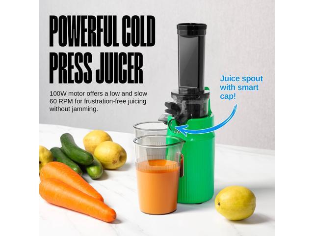 Ventray Essential Ginnie Juicer, Compact Small Cold Press Juicer, Masticating Slow Juicer with 60RPM Low Speed, Easy to Clean & Nutrient Dense,...
