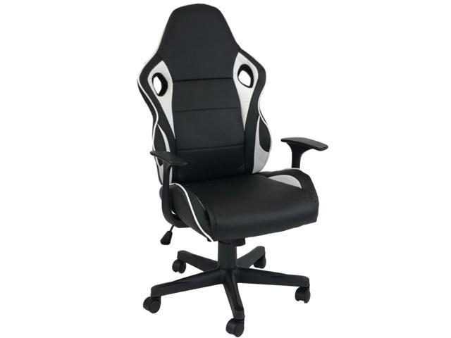 ViscoLogic Lotus Ergonomic Gaming Racing Styled Office Chair (Black & White)