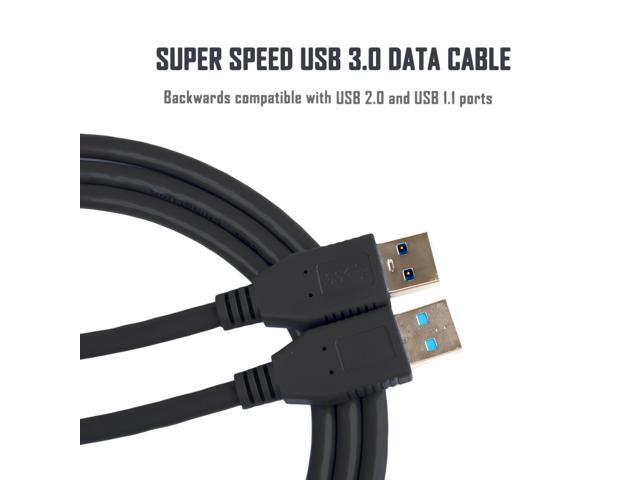 USB 3.0 Cable Male to Male USB to USB Cable SuperSpeed Black 3 Feet