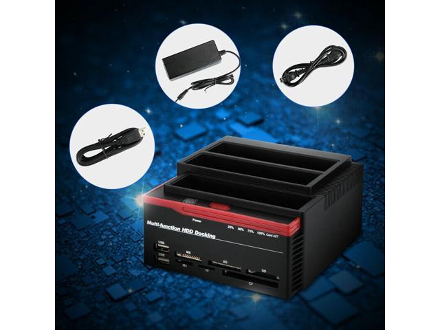 HDD Docking Station IDE SATA Dual USB 3.0 Clone Hard Drive Card Reader 3-Bay