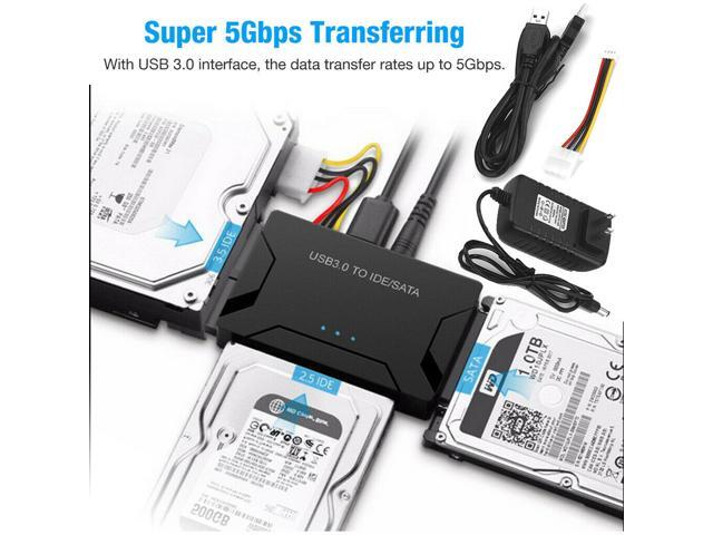 USB 3.0 to IDE & SATA Converter External Hard Drive Adapter Kit 2.5'/3.5' Cable