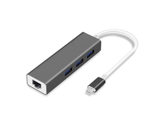 USB C Ethernet RJ45 Lan Adapter Type C to 3 Ports USB 3.0 Hub Ethernet Network Adapter for Macbook