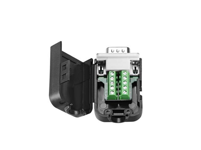 D-sub DB9 Breakout Board Connector with Case 9 Pin 2 Row 422 Serial Male Port Solderless Terminal Block Adapter with Thumb Screws
