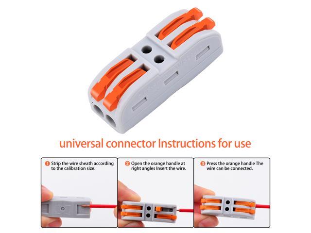 GREENCYCLE 2 Conductor Compact Connectors Lever-Nut Wire Connectors for 2 Circuit Inline Splices 28-12 AWG,one-to-one quick terminal block...