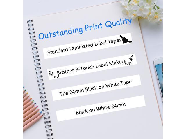 GREENCYCLE 2PK Black on White TZe-251 TZ-251 TZe251 TZ251 Laminated Label Tape for Brother P-touch Label Maker(24mm x 8m)