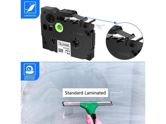 GREENCYCLE 2PK Black on White TZe-251 TZ-251 TZe251 TZ251 Laminated Label Tape for Brother P-touch Label Maker(24mm x 8m)