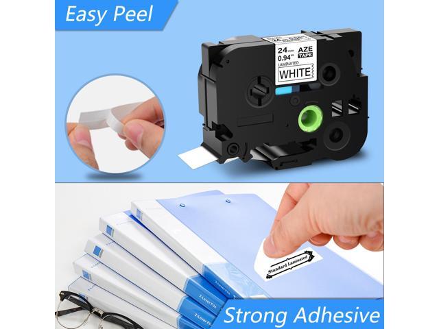 GREENCYCLE 2PK Black on White TZe-251 TZ-251 TZe251 TZ251 Laminated Label Tape for Brother P-touch Label Maker(24mm x 8m)