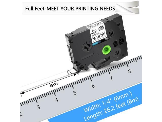 GREENCYCLE 10PK Black on White TZe-211 TZ-211 TZe211 TZ211 Laminated Label Tape for Brother P-touch Label Maker(6mm x 8m)