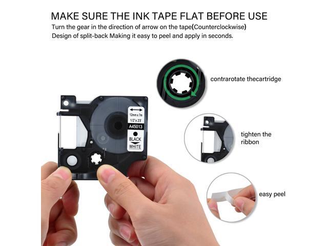 GREENCYCLE Compatible Dymo D1 45013 Label Tape S0720530 0.47 Inch (12mm) x 23 Feet (7m) use in Dymo LabelManager 100 200 210D 280 300 LabelManager...