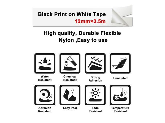 GREENCYCLE 10PK Industrial Flexible Nylon Label for Dymo 18488 Black on White 1/2'x11.5ft Rhino 1000 3000 4200 5000 5200 6000 Printer